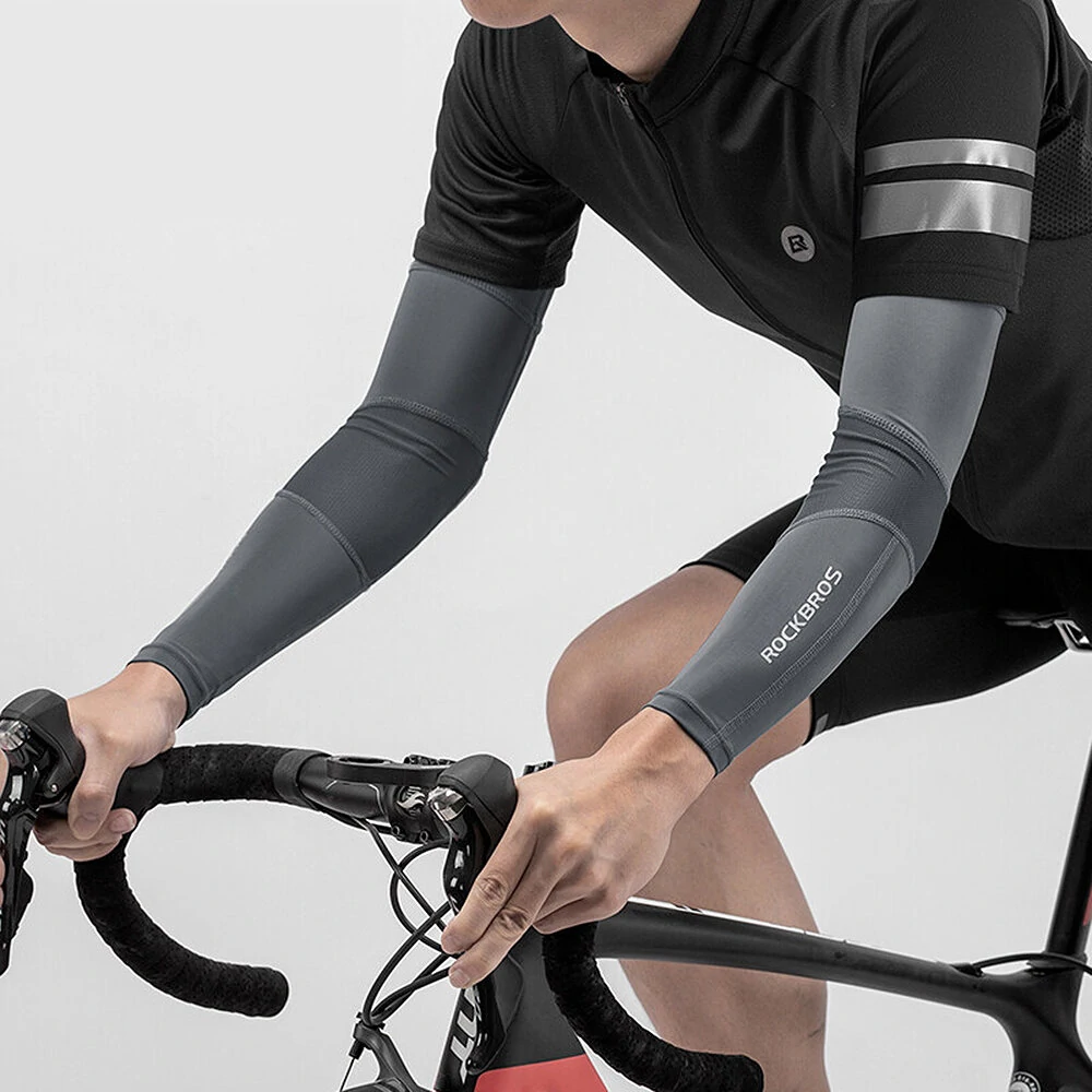 ROCKBROS Ice Silk Fabric Cycling Hand Support UPF 50+ Sun Protection Breathable High Elasticity Running Grip Stitching Sleeve for Running Riding Outdoors Sports (image for) ROCKBROS Ice Silk Fabric Cycling Hand Support UPF 50+ Sun Protection Breathable High Elasticity Running Grip Stitching Sleeve for Running Riding Outdoors Sports
